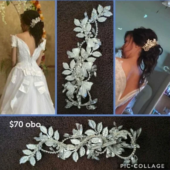 Bridal silver hair piece